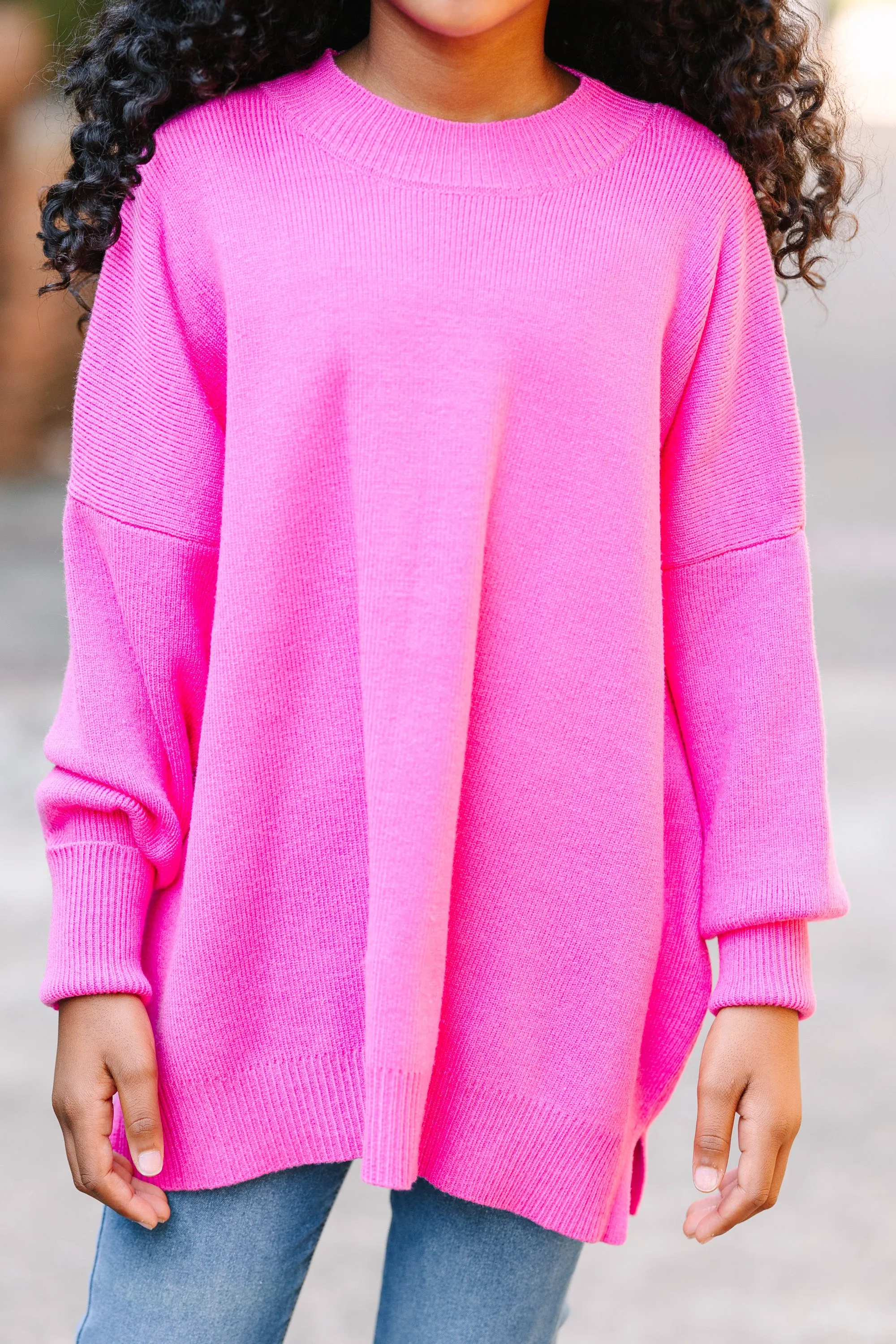 Girls: Perfectly You Candy Pink Mock Neck Sweater