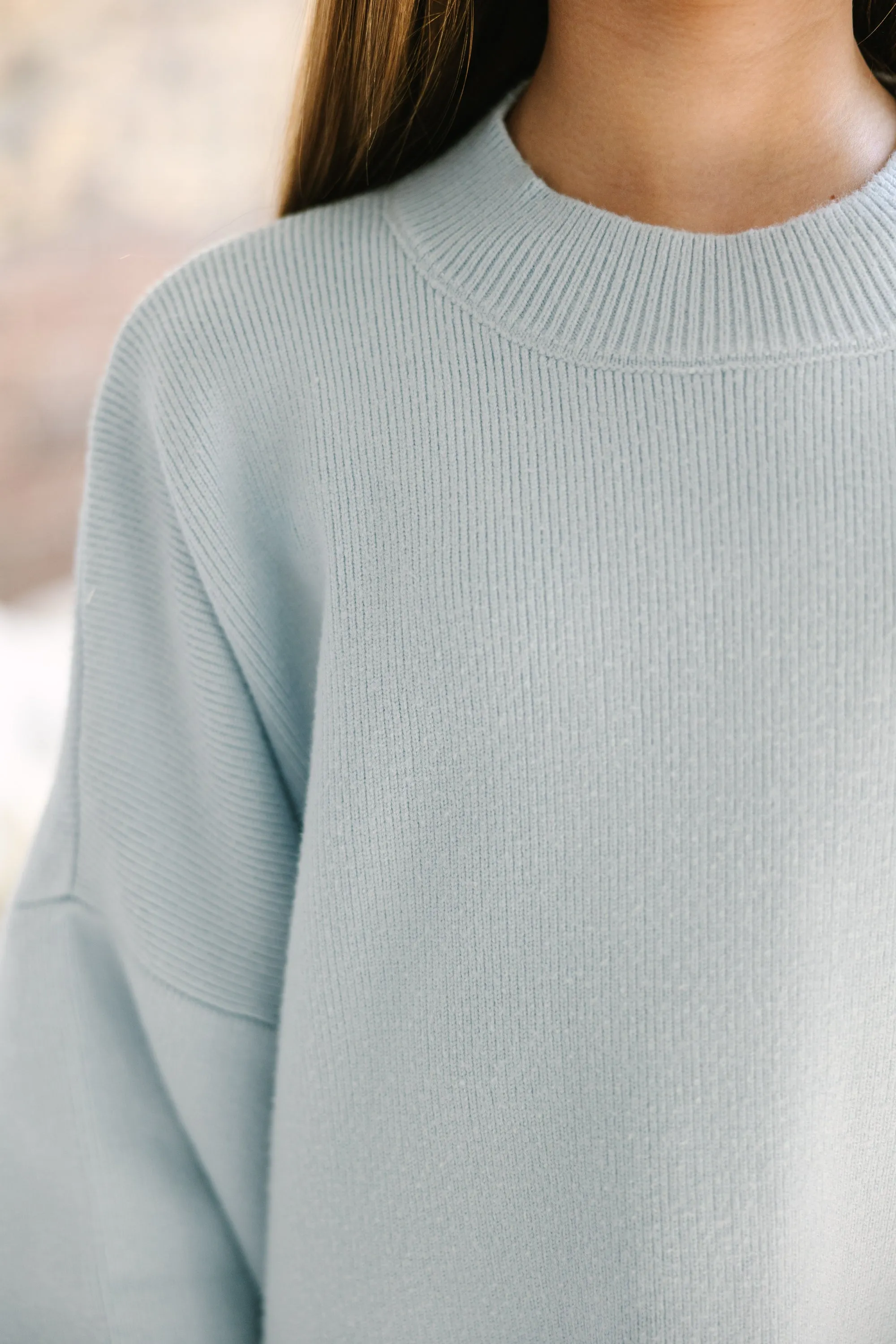 Girls: Perfectly You Light Blue Mock Neck Sweater