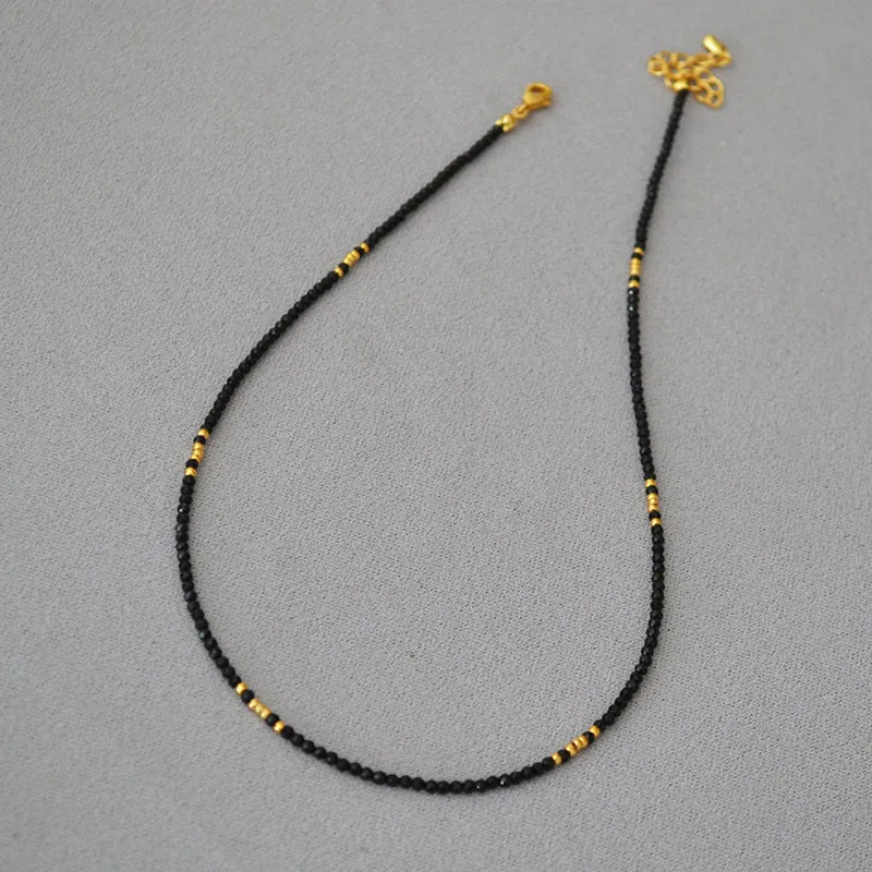 Gold-Plated Choker with Sparkling Black Crystals