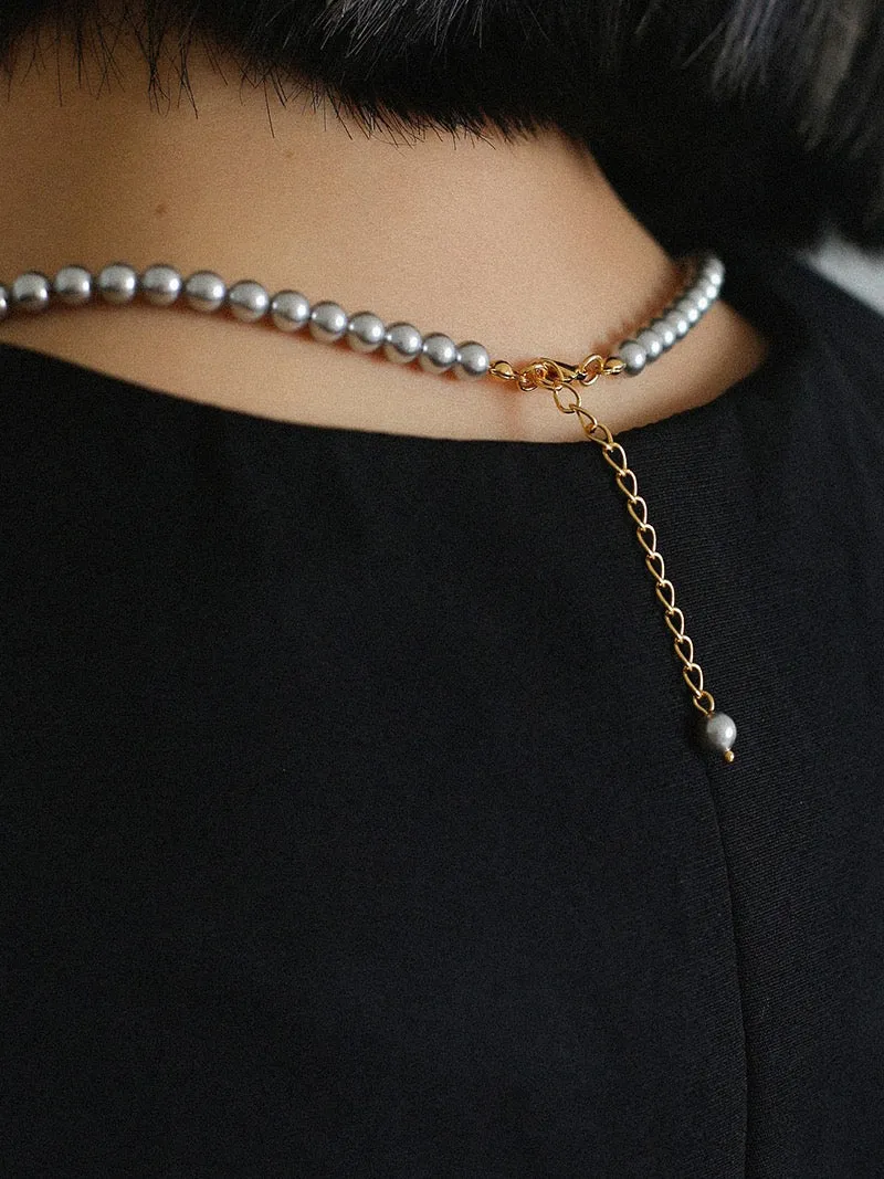 High Quality Grey Crystal Pearl Choker Necklace