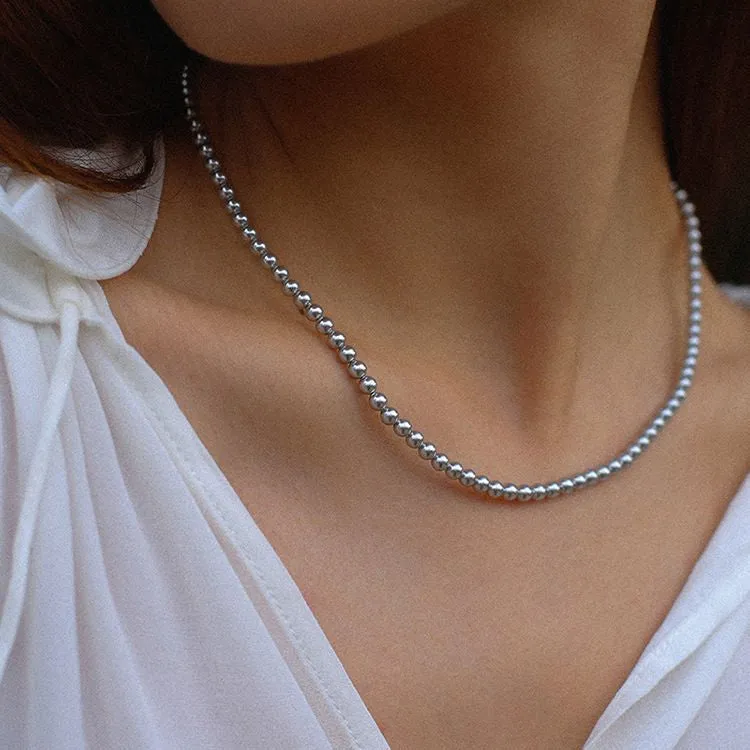 High Quality Grey Crystal Pearl Choker Necklace