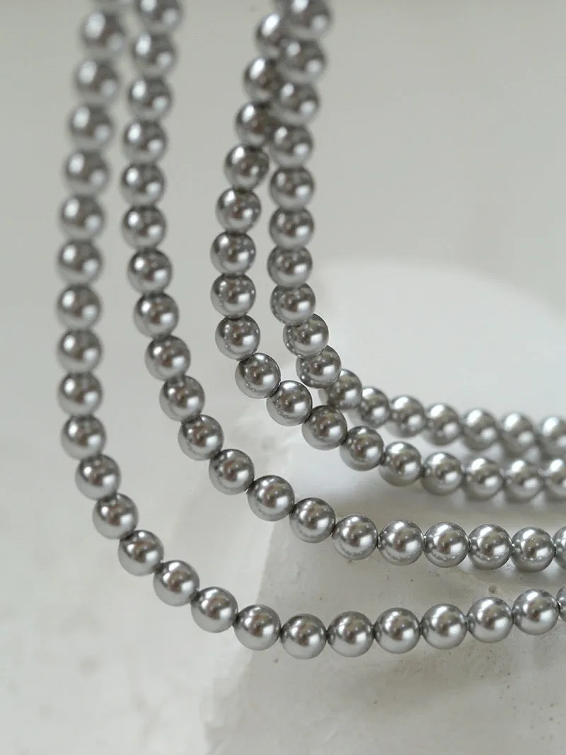 High Quality Grey Crystal Pearl Choker Necklace