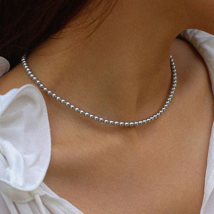 High Quality Grey Crystal Pearl Choker Necklace