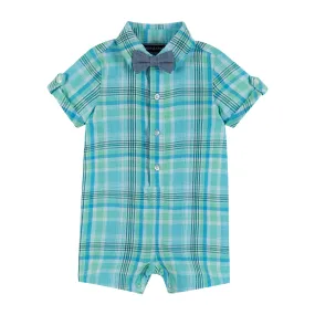 Infant Plaid Poplin Shirtall | Blue and Green