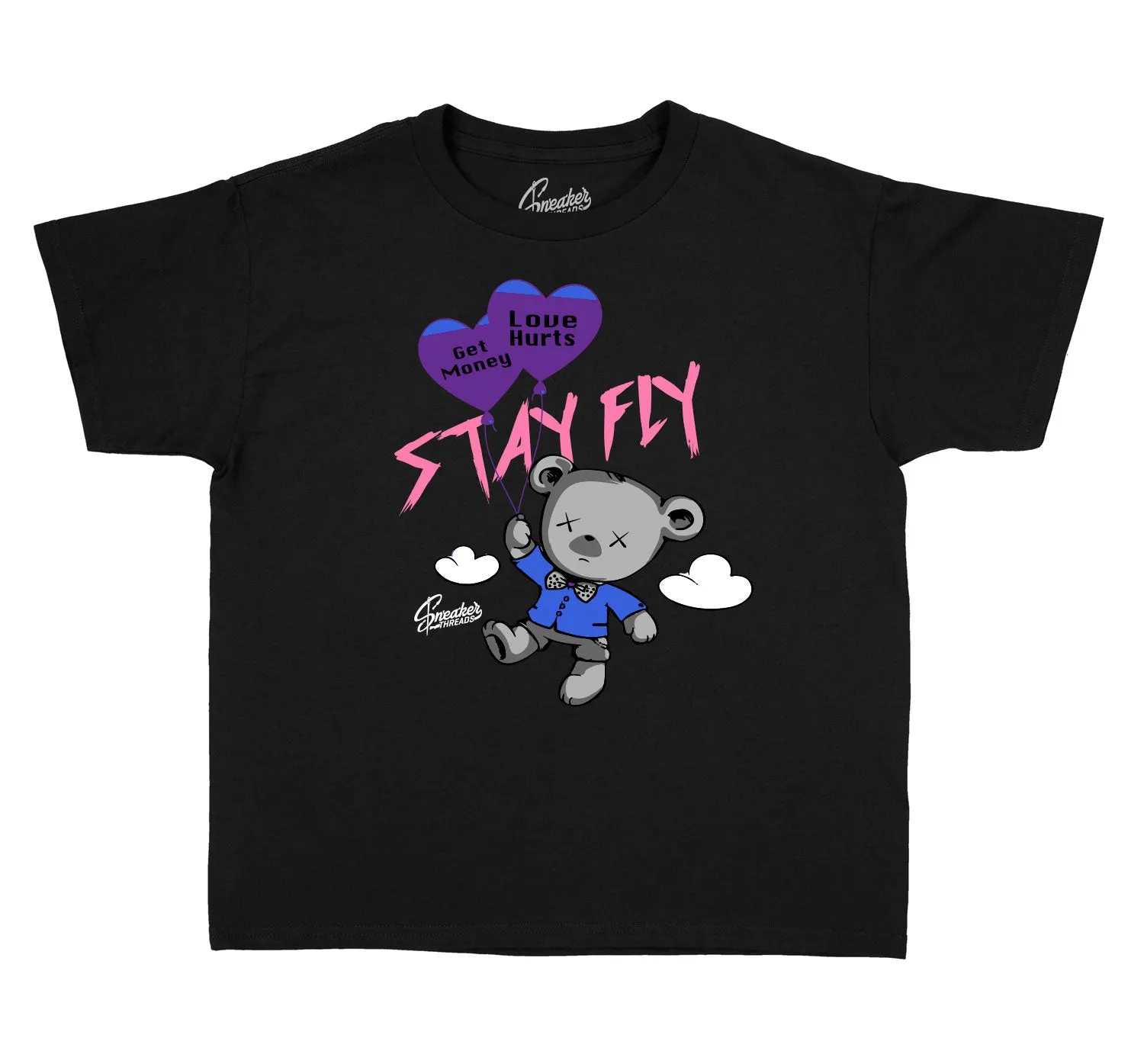 Kids Gradient Foam Shirt - Money Over Love - Black