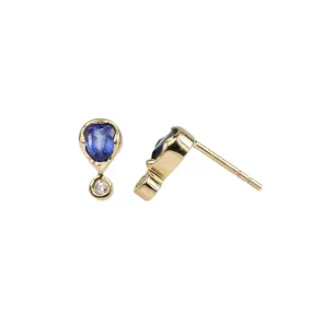 Kyanite & Diamond Pear Shaped Stud Earrings