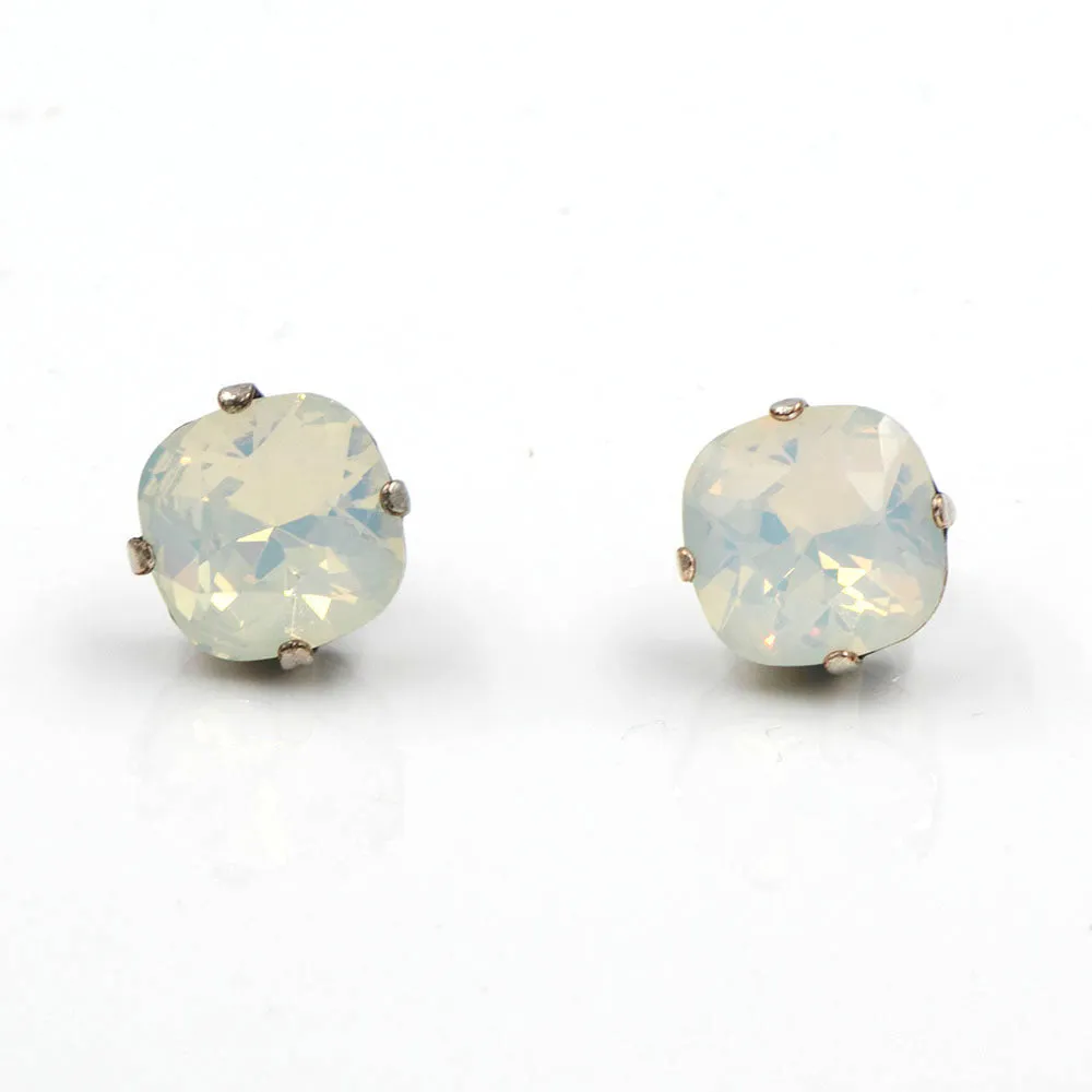 La Vie Parisienne White Opal Stud Earrings Silver