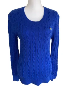 Lacoste Royal Blue Cable Knit Sweater, S