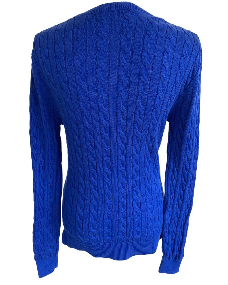 Lacoste Royal Blue Cable Knit Sweater, S