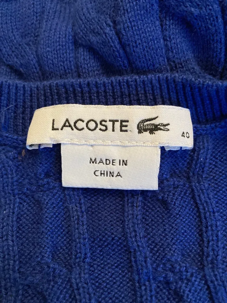 Lacoste Royal Blue Cable Knit Sweater, S