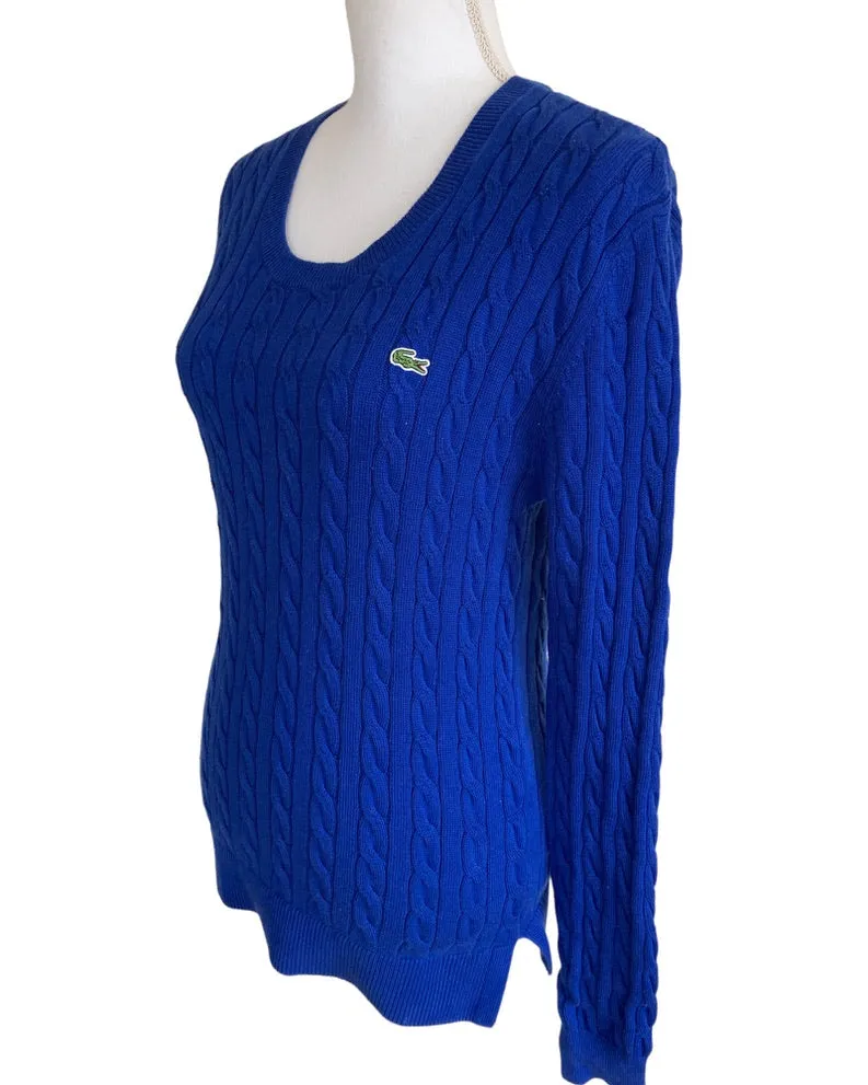 Lacoste Royal Blue Cable Knit Sweater, S