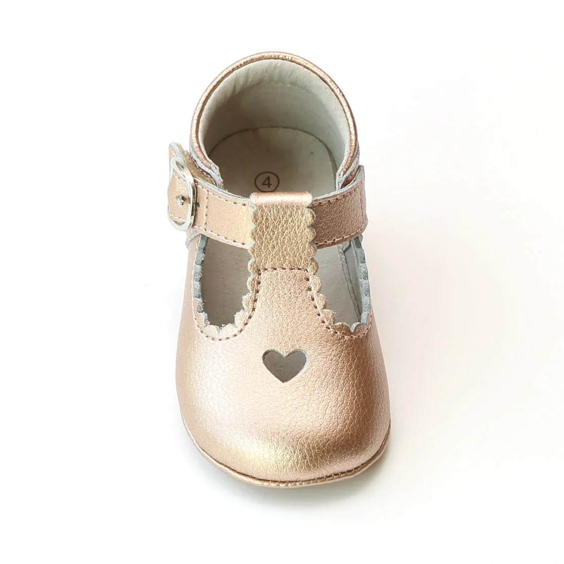 L'Amour Infant Girls Open Heart Leather Crib Mary Janes