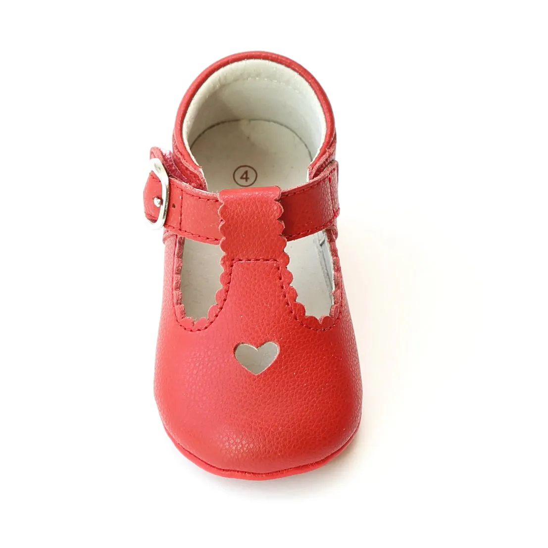 L'Amour Infant Girls Open Heart Leather Crib Mary Janes