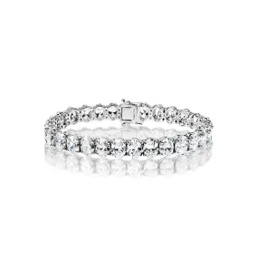 Lanora 30 Carat Oval Cut Single Row Lab Grown Diamond Tennis Bracelet in 14k White Gold