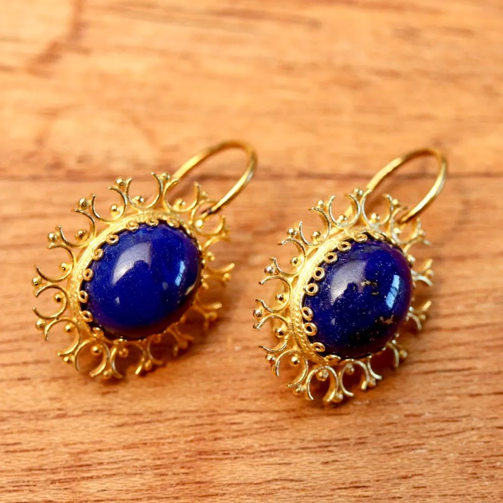 Lapis Lazuli Snowflake Earrings