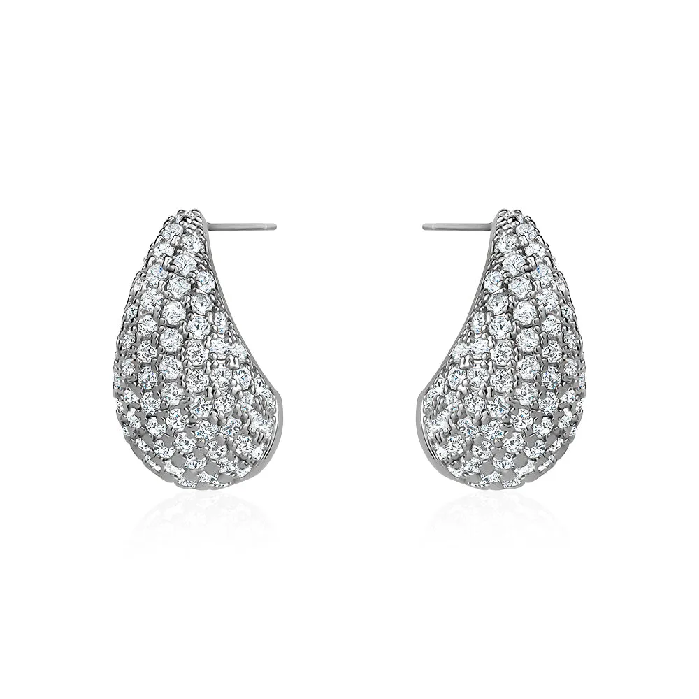 LARGE TEAR DROP CRYSTAL EARRINGS