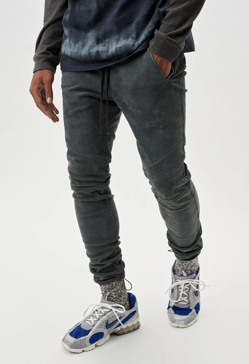 Leather Escobar Pants / Charcoal Suede