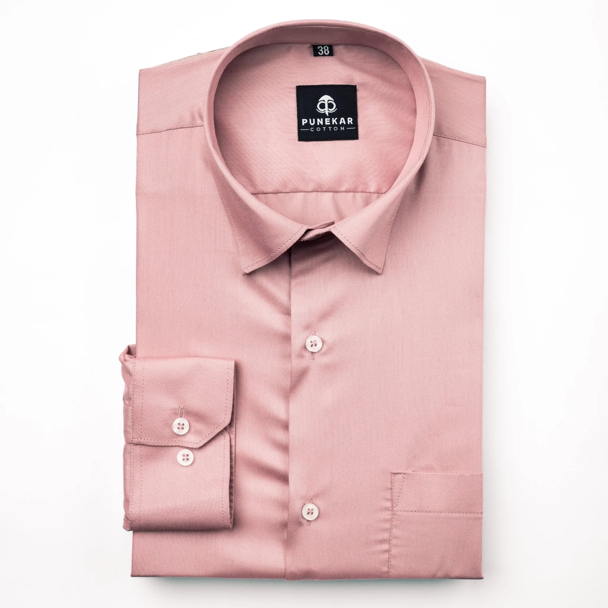 Light Pink Soft Satin Cotton Shirt For Men