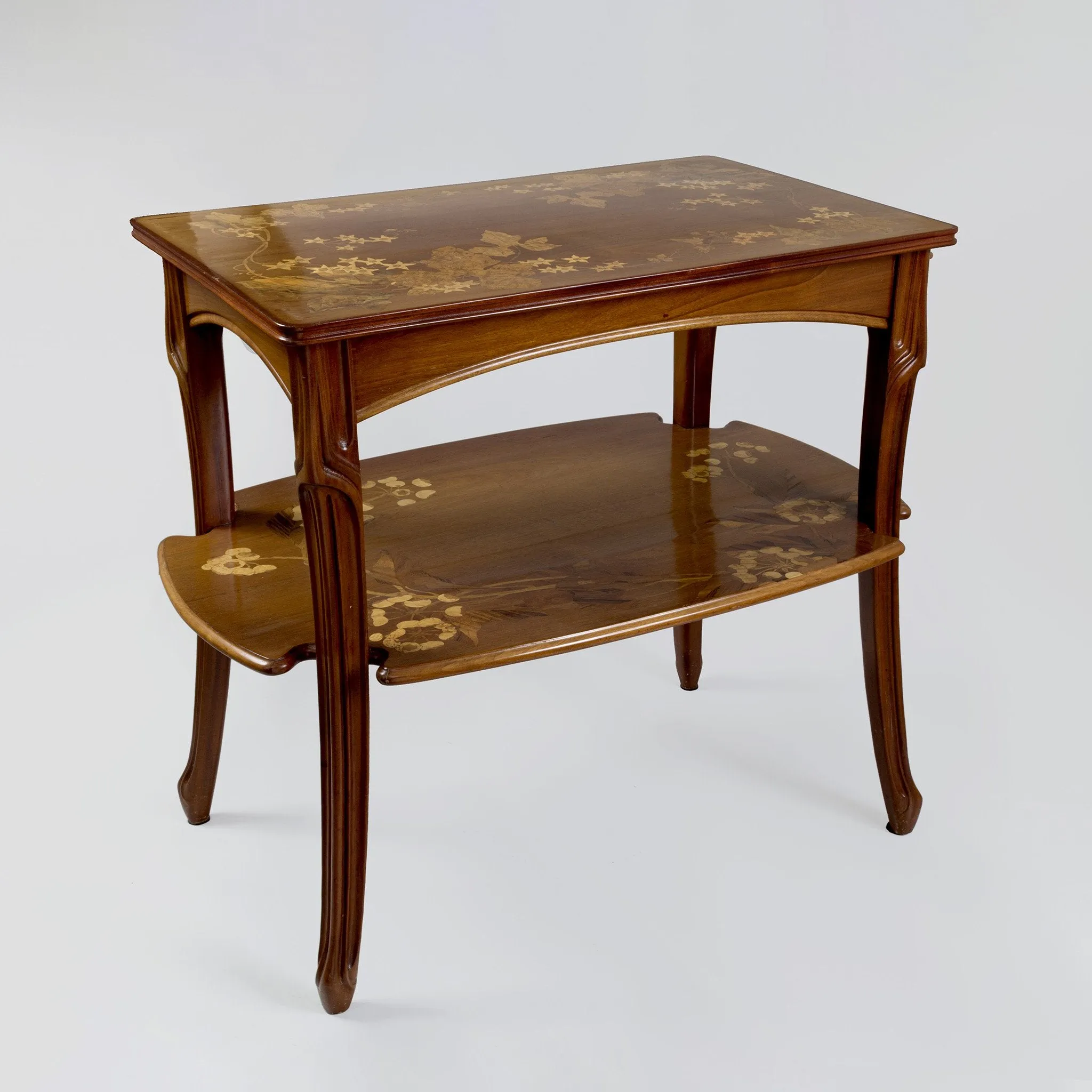 Louis Majorelle Two-Tiered Fruitwood Marquetry Table