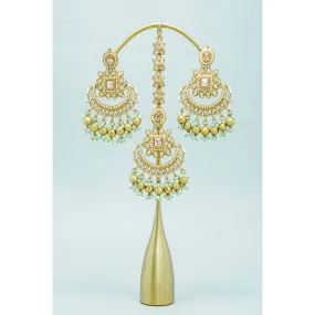 MANIKA POLKI EARRINGS WITH TIKKA