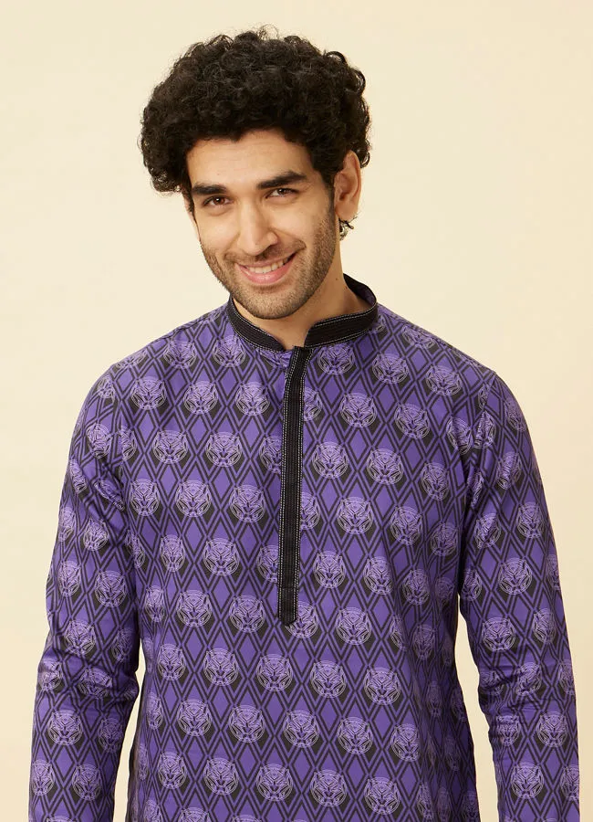 Manyawar Purple Black Panther Kurta Set