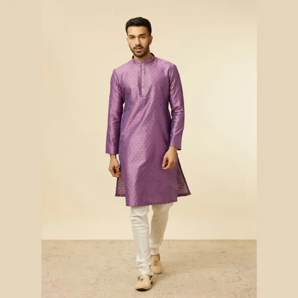 Manyawar Purple Buta Diamond Patterned Kurta Set