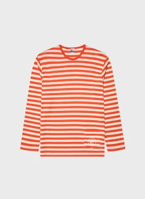 Men's Sunspel x Nigel Cabourn Long Sleeve T-shirt in Orange/Stone White