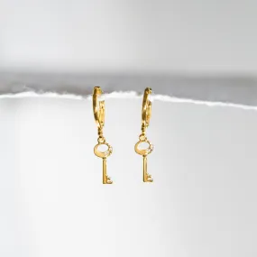 Mini Key of F Earrings - Gold