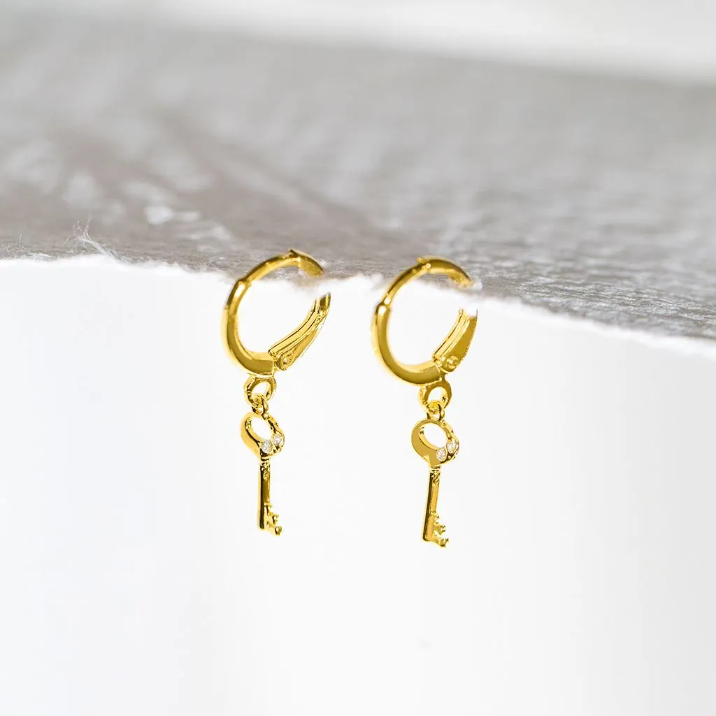 Mini Key of F Earrings - Gold