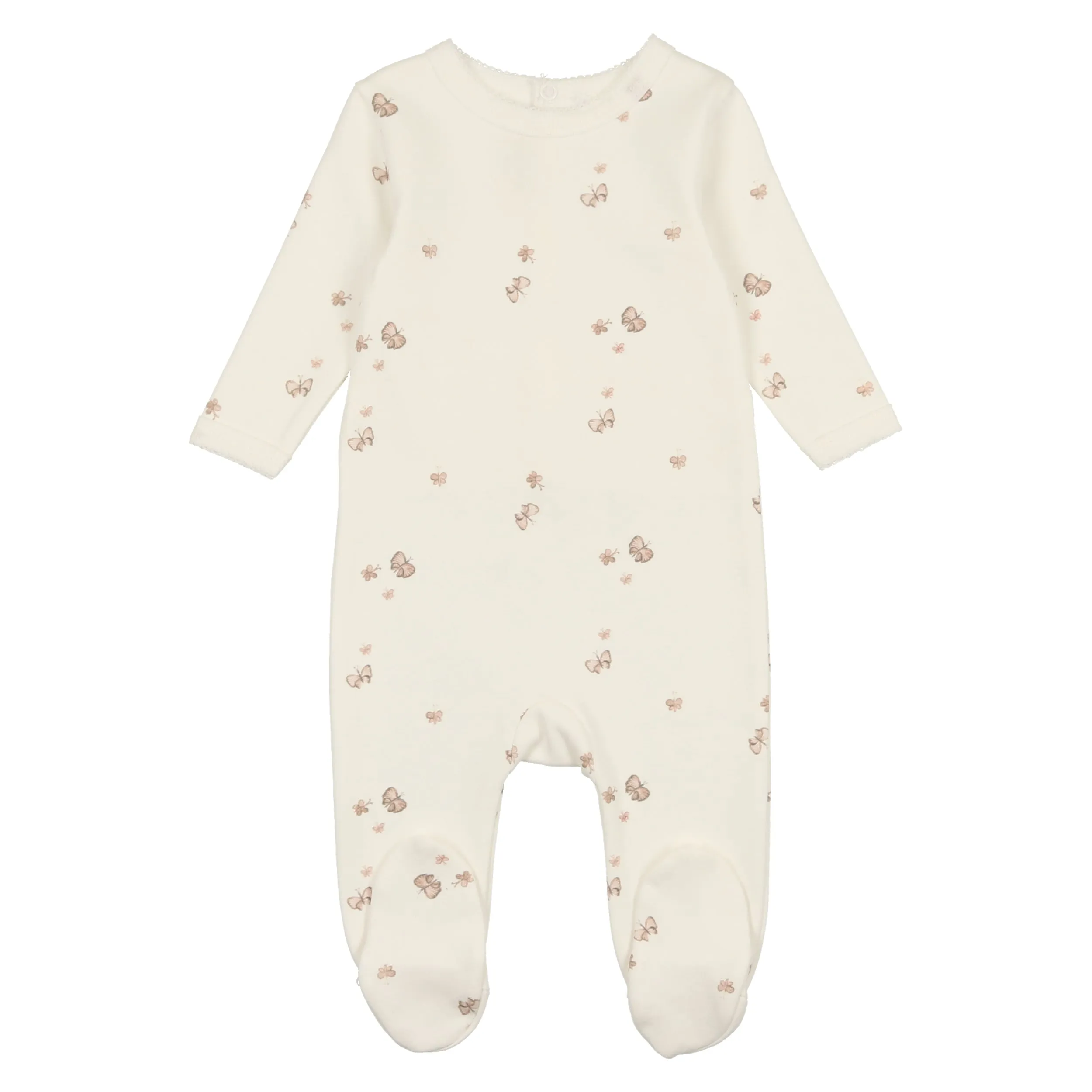 Mon Tresor Baby Butterfly Bliss Footie Ivory & Pink