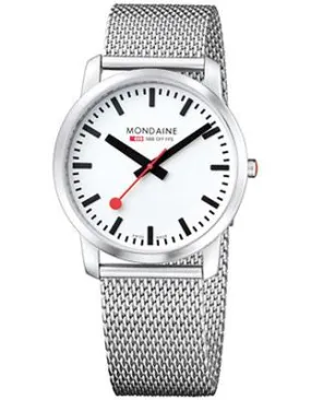 Mondaine Gents Watch - White Dial - Mesh Bracelet - 30M WR - 41mm Case Width