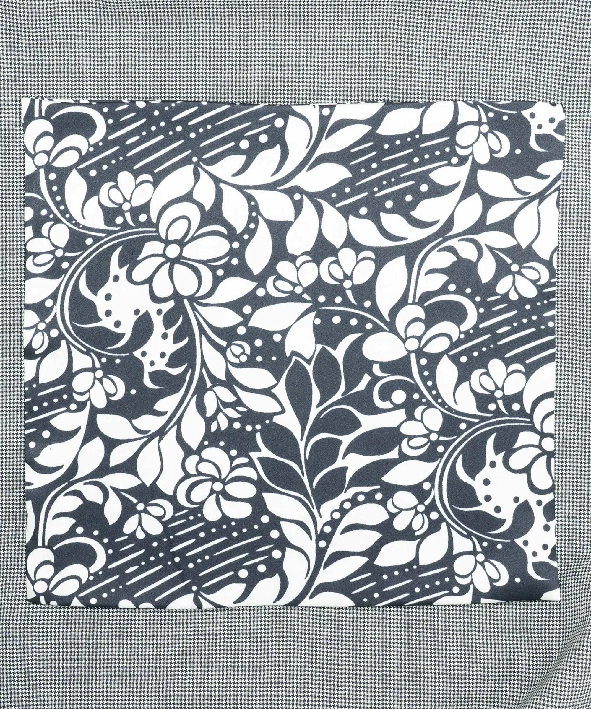 Monochrome Floral Black Pocket Square