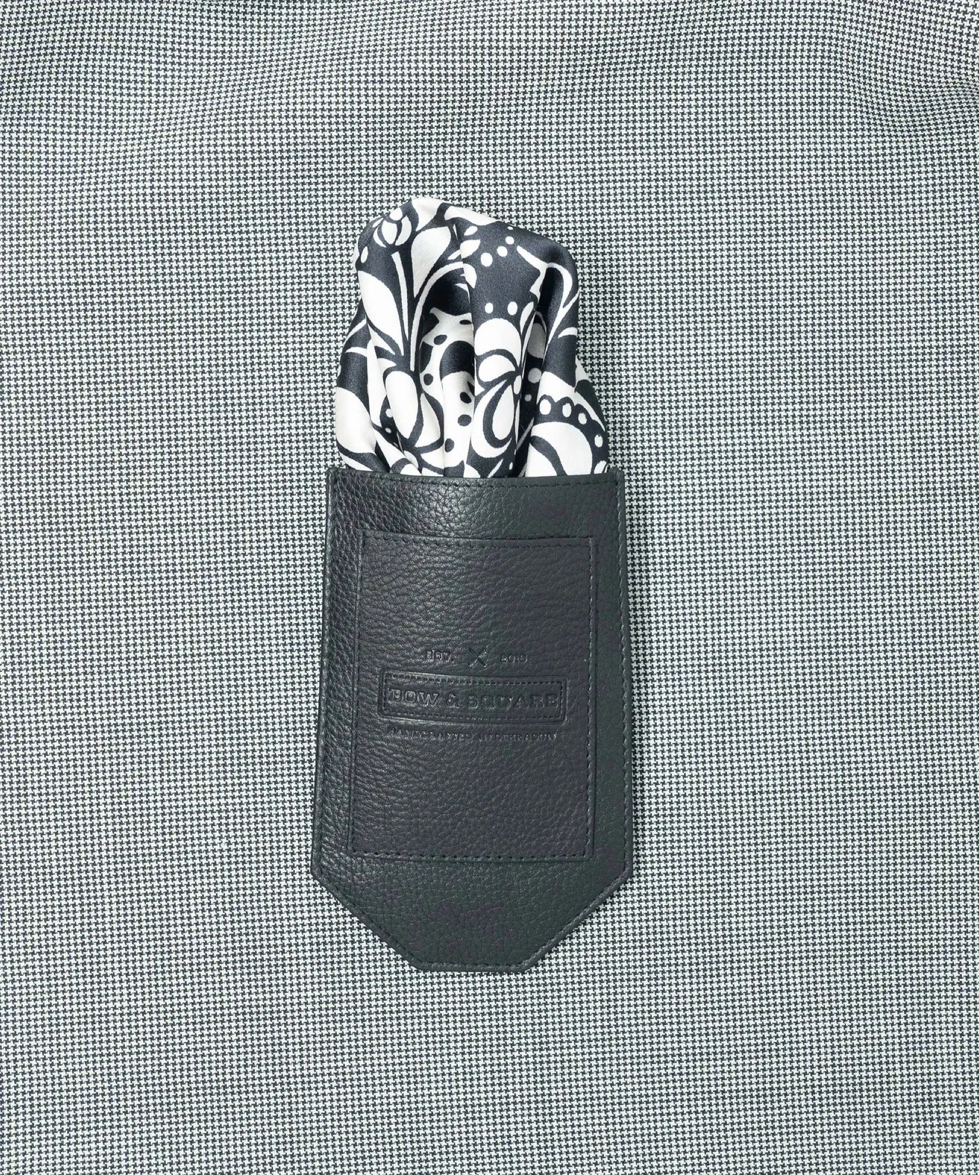 Monochrome Floral Black Pocket Square