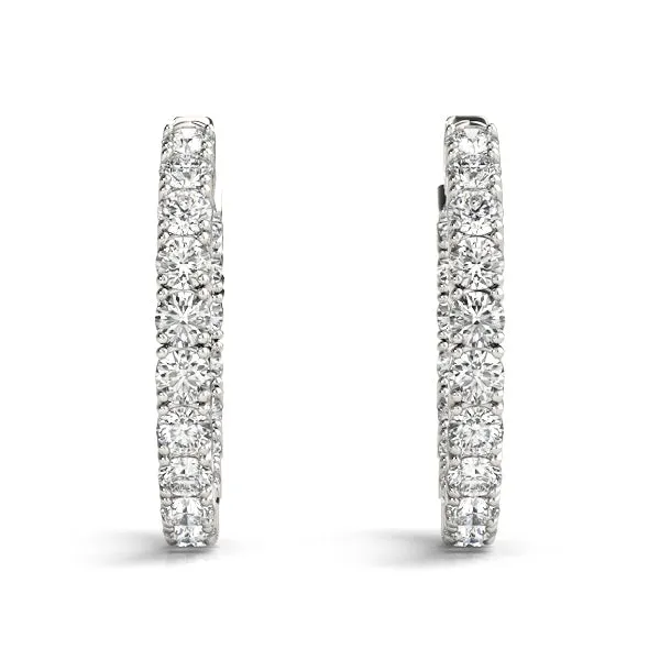 MOON 7 Carat Diamond Eternity Hoop Earrings 1 Inch in 18K White Gold 4 prong-set 50 pointer Round Brilliant F Color VS1 Clarity 30mm BY MIKE NEKTA