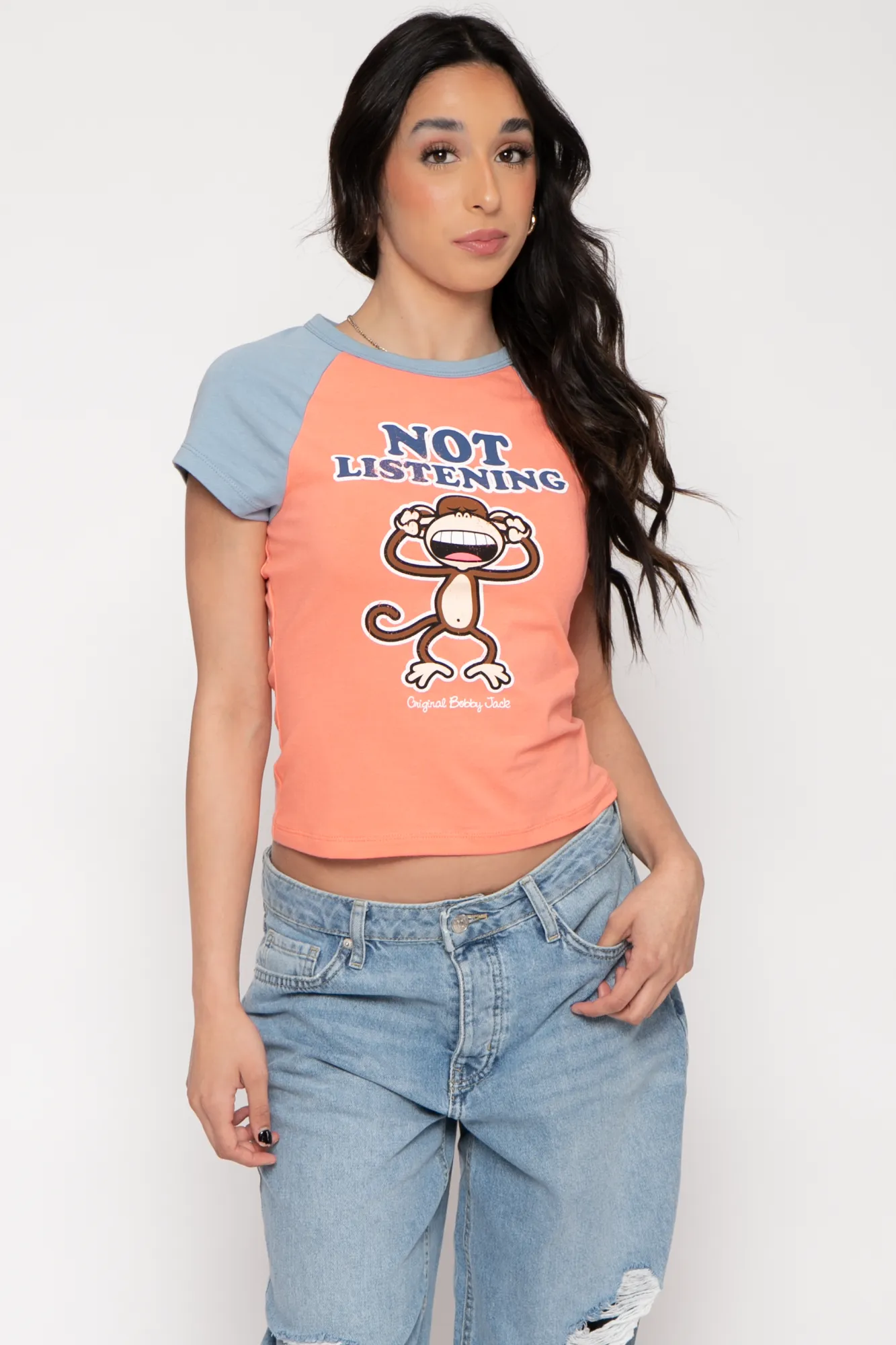 Not Listening - Bobby Jack Raglan Top - Old Orange