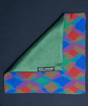 Old School Geometric Blue Pocket Square