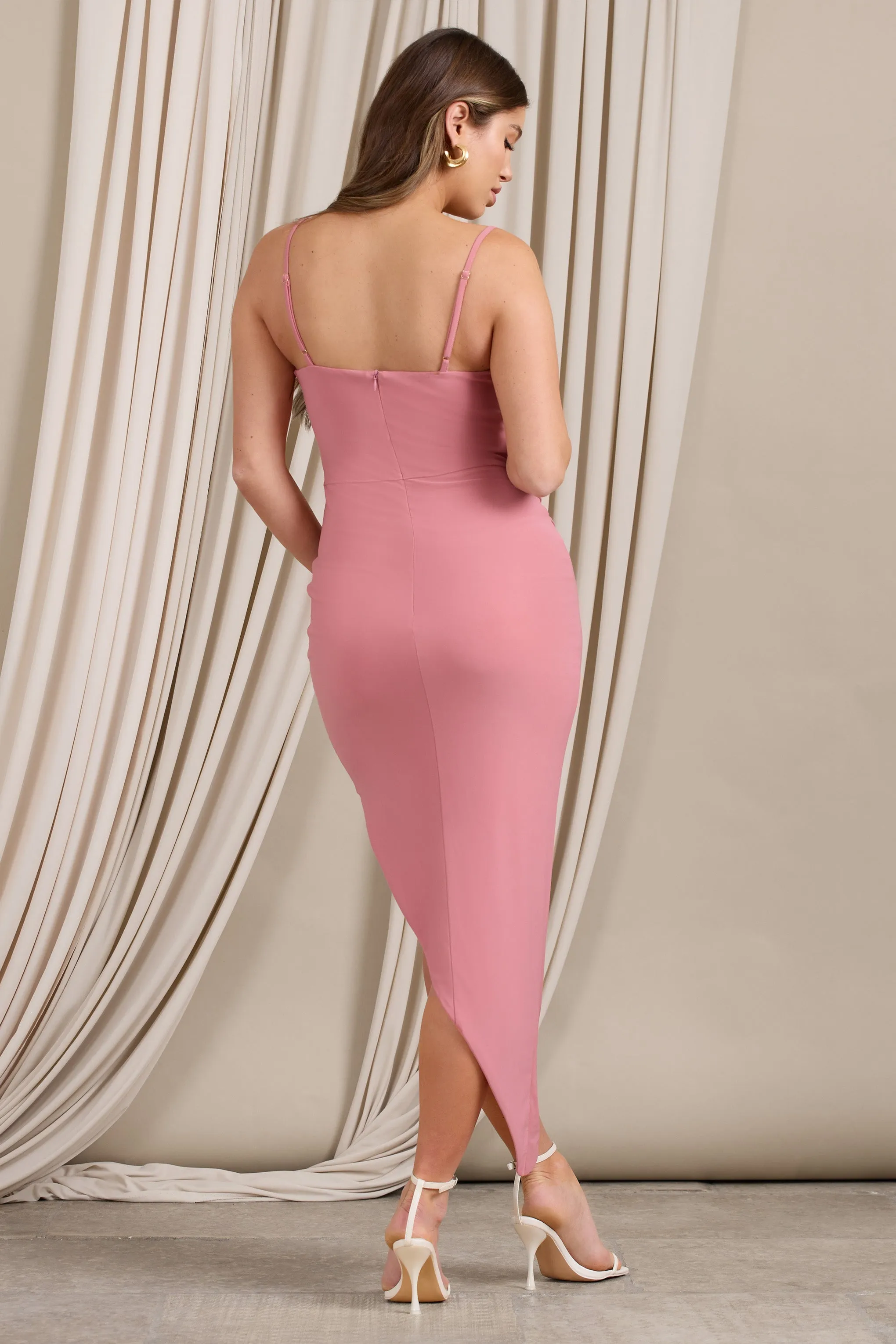 Ours | Blush Pink Cami Asymmetric Maternity Midi Dress