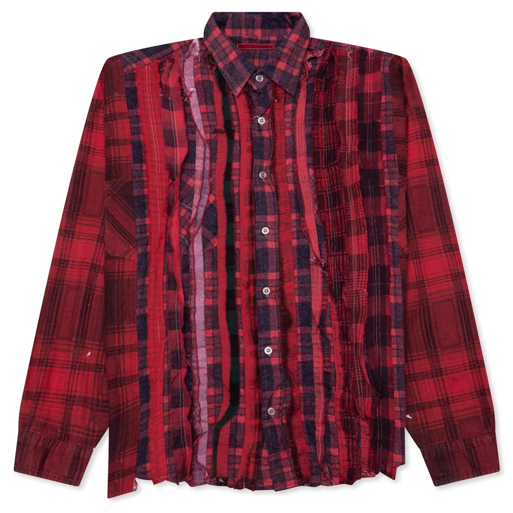 Over Dyed Ribbon Wide Shirt - Red