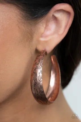 Paparazzi Earring ~ Sahara Sandstorm - Copper Hoop Earring