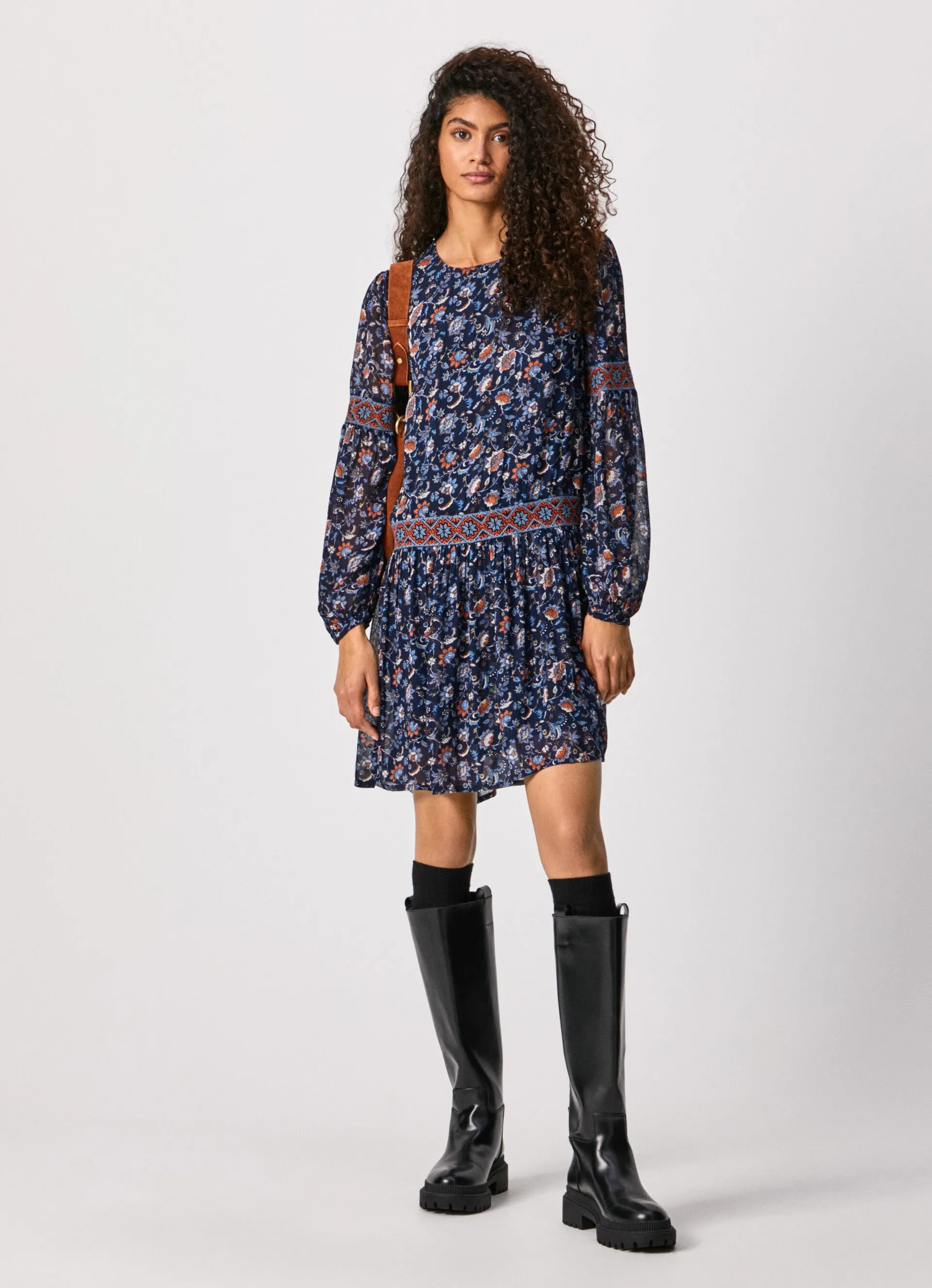 PepeJeans Adelia Folk dress with floral print PL952891 multi