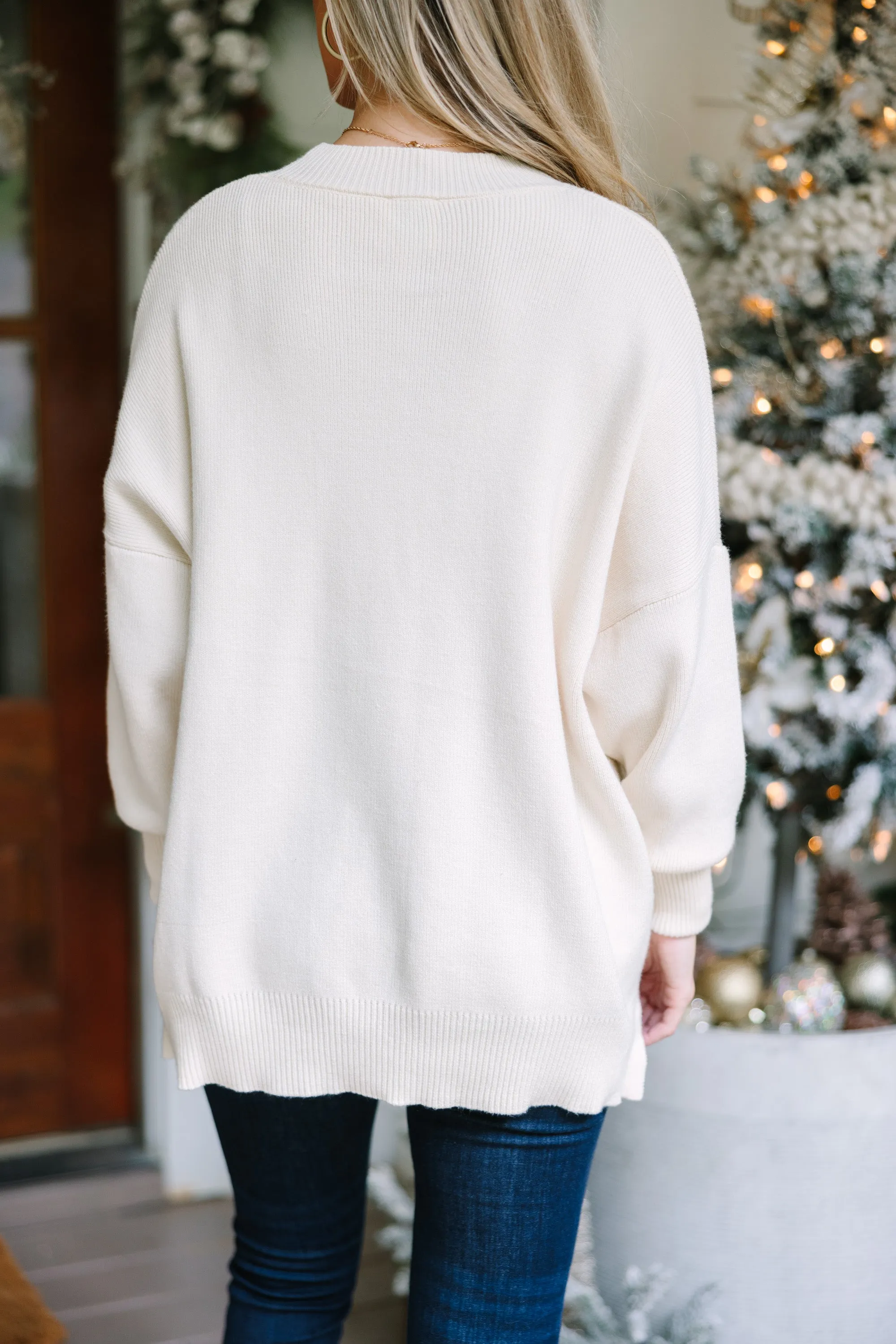 Perfectly You Cream White Mock Neck Sweater