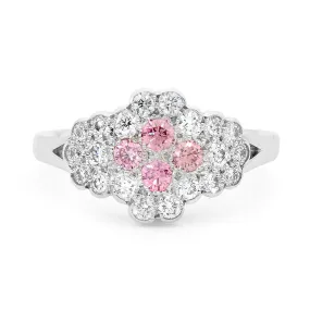 Pink and White Diamond Ring