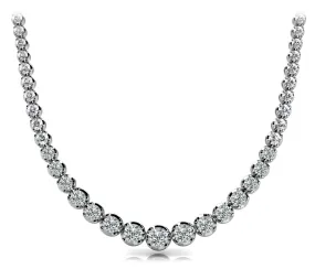 RAIN 15 Carat Diamond Rivera Graduated Necklace in 14K White Gold Low Base Basket 4 Prong G Color SI1 Clarity BY MIKE NEKTA