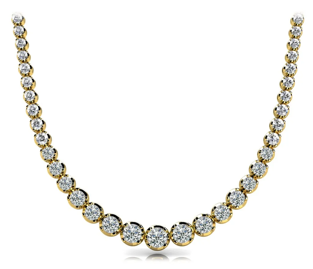 RAIN 15 Carat Diamond Rivera Graduated Necklace in 14K White Gold Low Base Basket 4 Prong G Color SI1 Clarity BY MIKE NEKTA