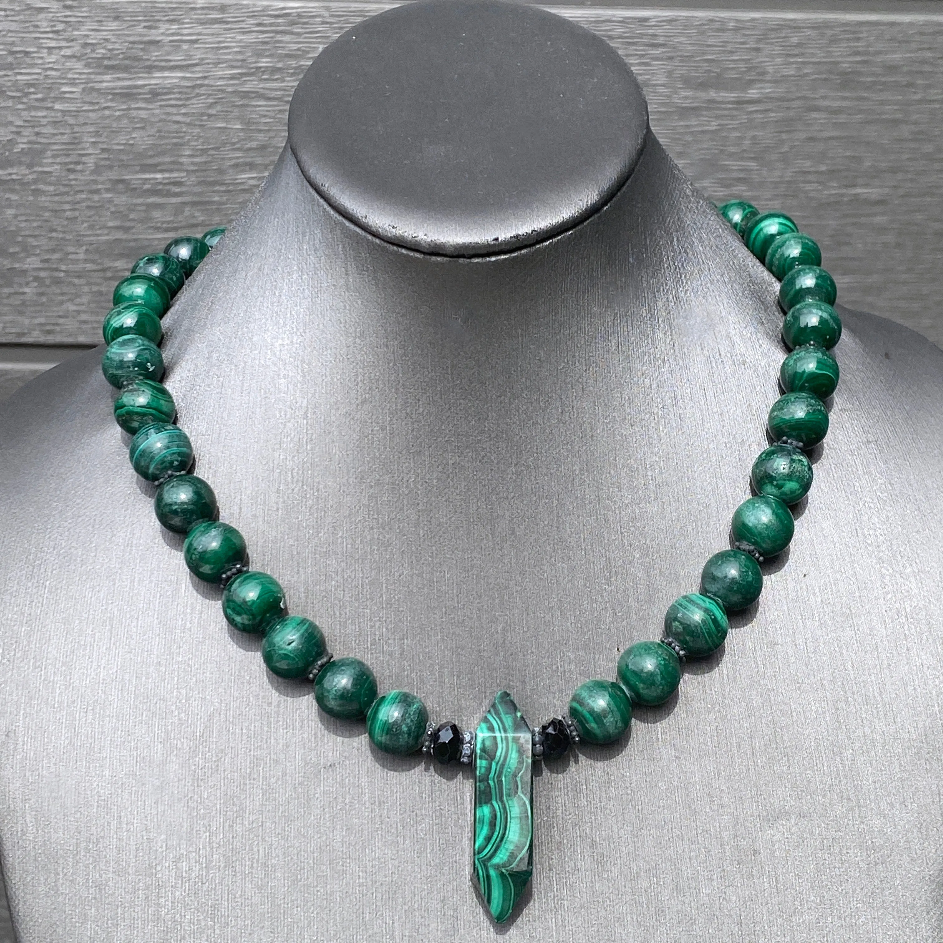 Rare Malachite gemstone Beaded Necklace