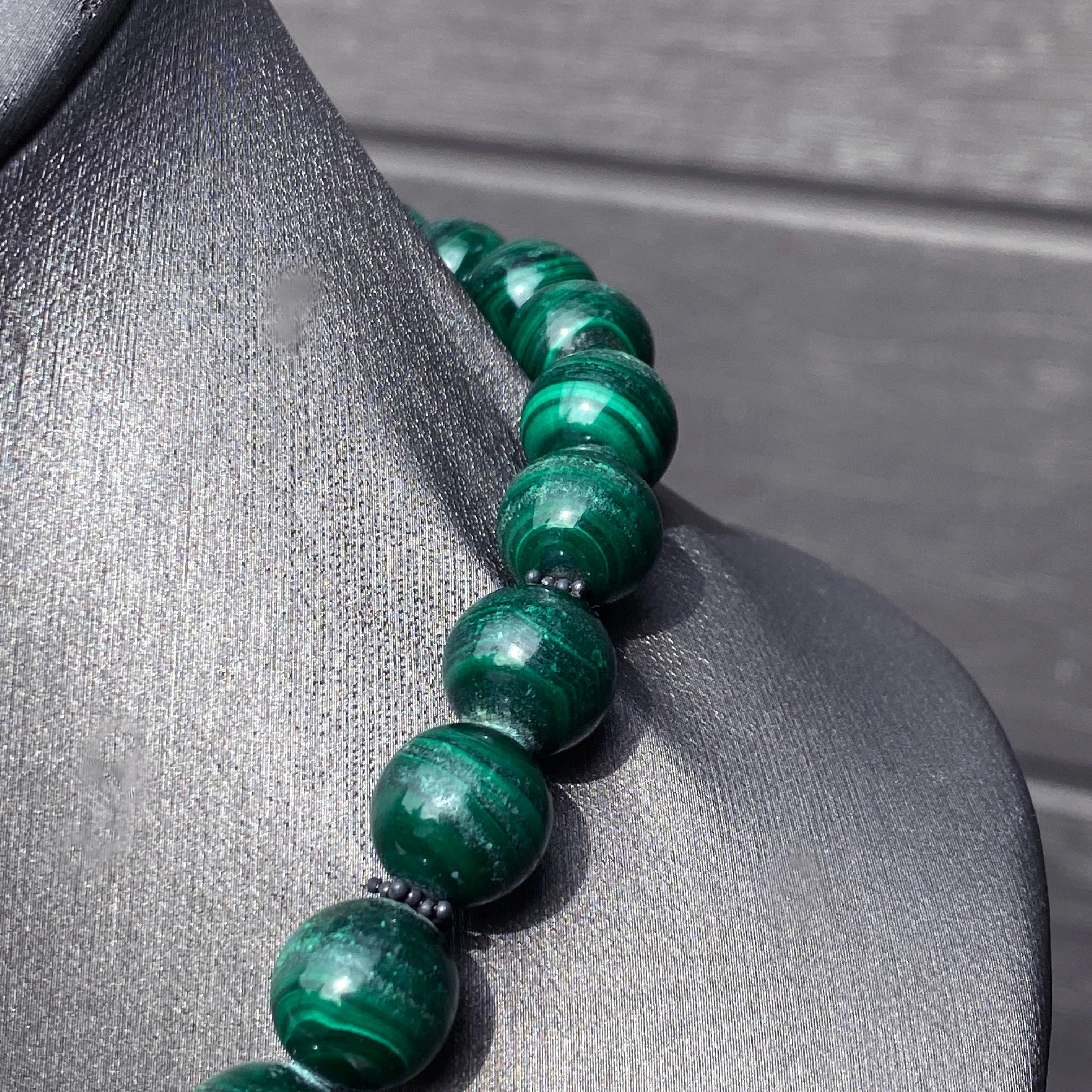 Rare Malachite gemstone Beaded Necklace