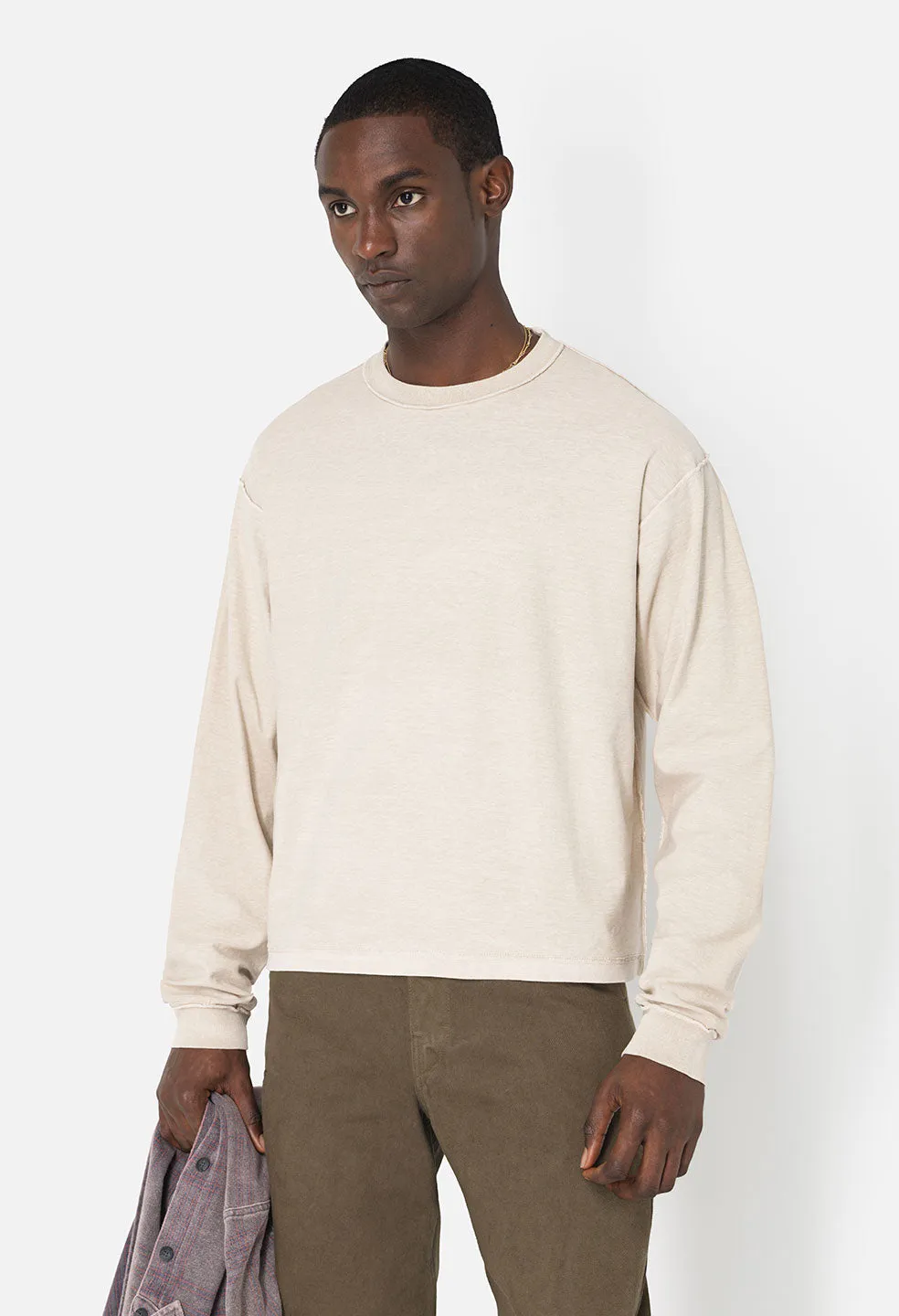 Reversed Cropped LS Tee / Washed Dust