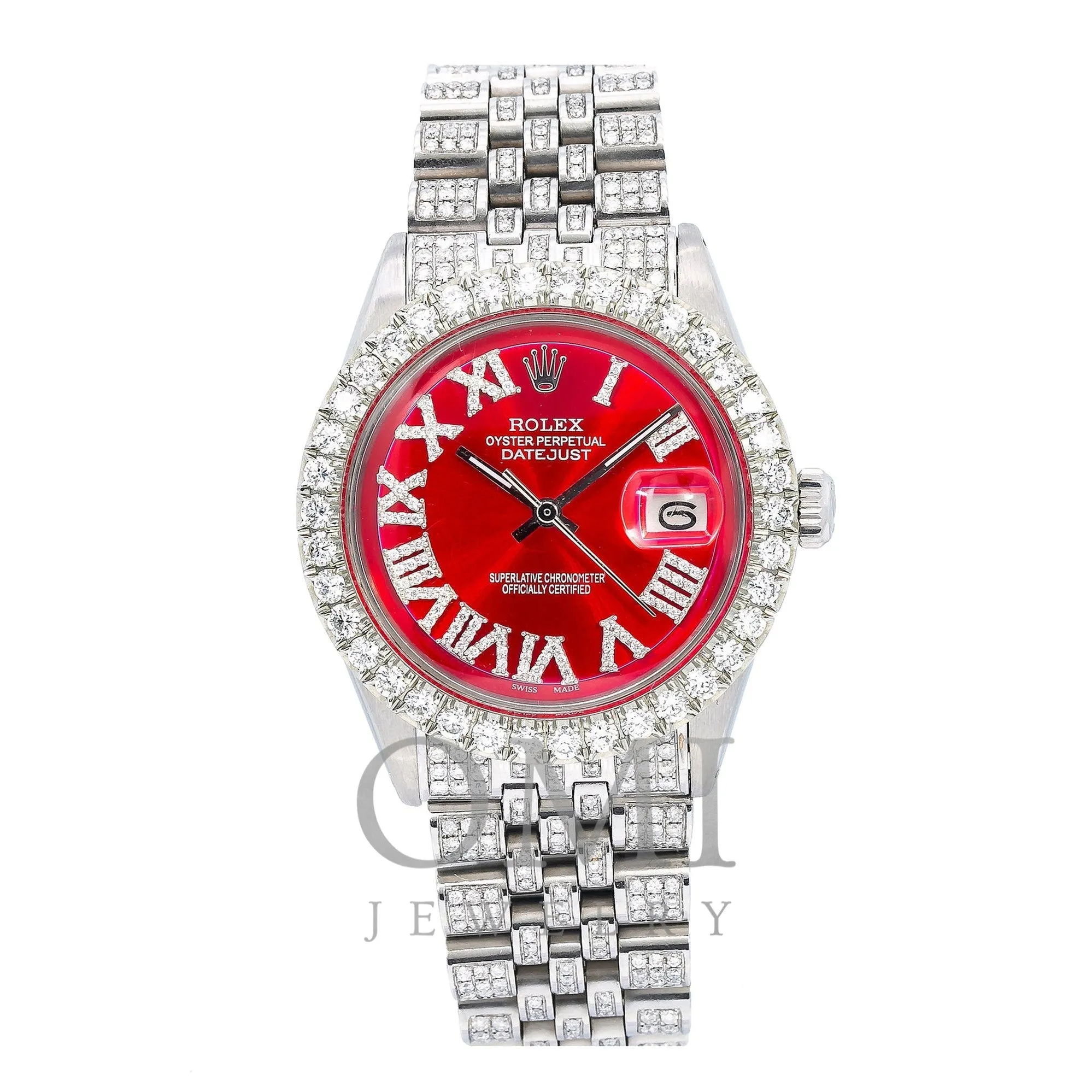 Rolex Datejust 1601 36MM Red Diamond Dial With 7.75 CT Diamonds