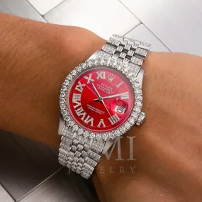 Rolex Datejust 1601 36MM Red Diamond Dial With 7.75 CT Diamonds