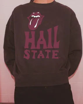 Rolling Stones Mississippi State Bulldogs Dazed Smoke Oversized Crew Sweatshirt